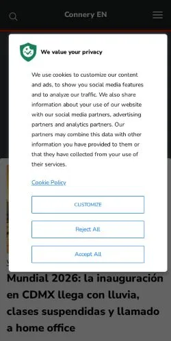 Aperçu du site Connery, média de Danemark pour articles sponsorisés
