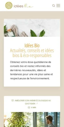 スポンサード記事向けのフランスメディア、Idées Bioのサイトプレビュー