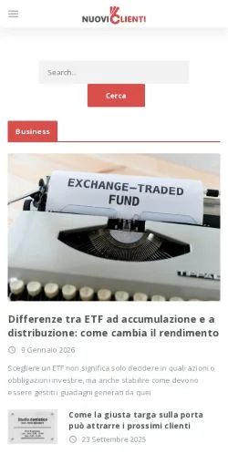 Aperçu du site Nuovi Clienti, média de Italie pour articles sponsorisés