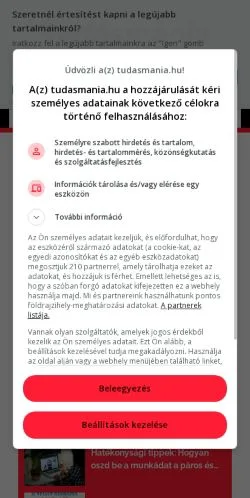 Anteprima del sito Tudásmánia, media di Ungheria per articoli sponsorizzati