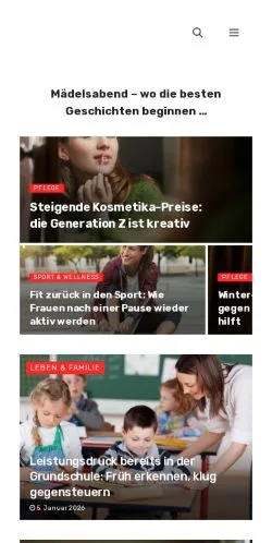 Förhandsvisning av webbplatsen Mädelsabend, medium i Tyskland för sponsrade artiklar