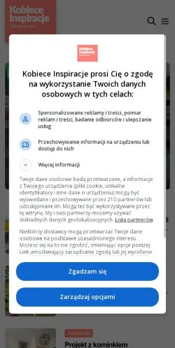 Podgląd witryny Kobiece Inspiracje, medium z kraju Polska do artykułów sponsorowanych