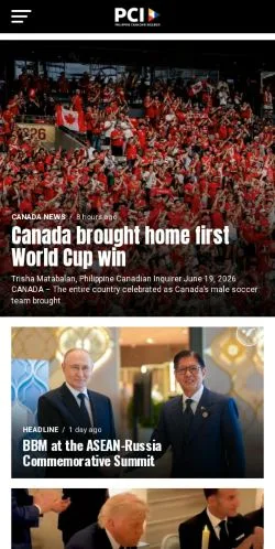 Anteprima del sito Philippine Canadian Inquirer, media di Stati Uniti per articoli sponsorizzati