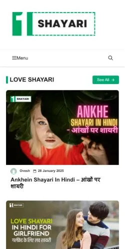 Anteprima del sito 1Shayari, media di India per articoli sponsorizzati