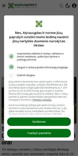 Anteprima del sito Alytaus Gidas, media di Lituania per articoli sponsorizzati