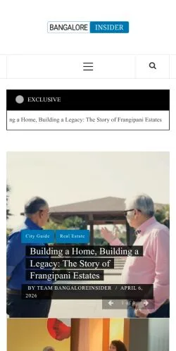 Anteprima del sito Bangalore Insider, media di Stati Uniti per articoli sponsorizzati