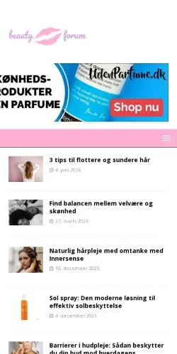 Podgląd witryny Beautyforum, medium z kraju Dania do artykułów sponsorowanych