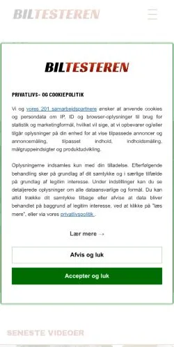 Anteprima del sito Biltesteren, media di Danimarca per articoli sponsorizzati