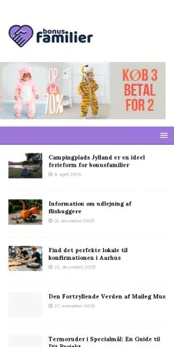Anteprima del sito Bonusfamilier, media di Danimarca per articoli sponsorizzati