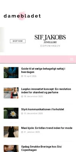Anteprima del sito Damebladet, media di Danimarca per articoli sponsorizzati