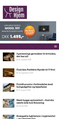 Anteprima del sito Design Hjem, media di Danimarca per articoli sponsorizzati