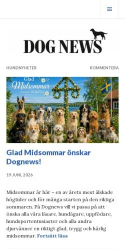 Anteprima del sito Dog News, media di Svezia per articoli sponsorizzati