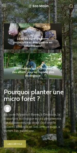 Podgląd witryny Éco Malin, medium z kraju Francja do artykułów sponsorowanych