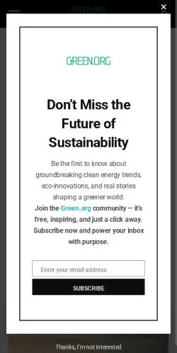 Forhåndsvisning av nettstedet Green.org, medium fra USA for sponsede artikler