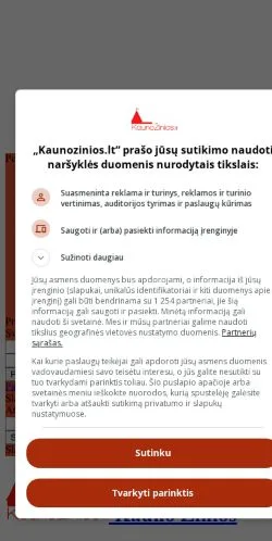 Anteprima del sito Kauno Žinios, media di Stati Uniti per articoli sponsorizzati