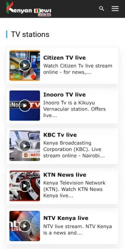 Podgląd witryny Kenyan News, medium z kraju Stany Zjednoczone do artykułów sponsorowanych