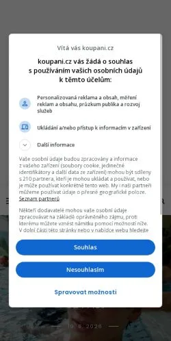 Anteprima del sito Koupání, media di Cechia per articoli sponsorizzati