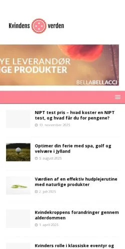 Anteprima del sito Kvindens Verden, media di Danimarca per articoli sponsorizzati