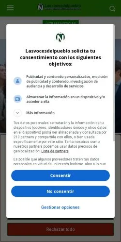 Anteprima del sito Las Voces Del Pueblo, media di Spagna per articoli sponsorizzati