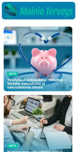 Anteprima del sito Mainio Terveys, media di Finlandia per articoli sponsorizzati