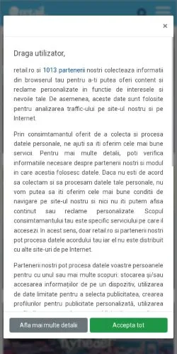 Anteprima del sito Retail, media di Romania per articoli sponsorizzati