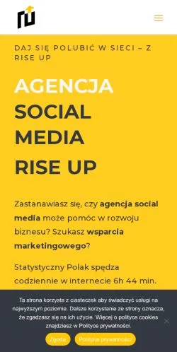 Podgląd witryny Rise Up, medium z kraju Polska do artykułów sponsorowanych