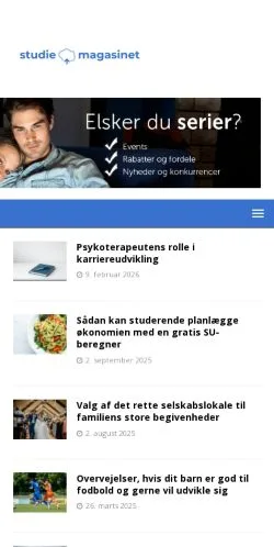スポンサード記事向けのデンマークメディア、Studiemagasinetのサイトプレビュー