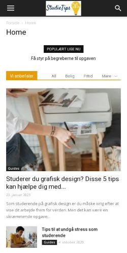 Forhåndsvisning av nettstedet StudieTips.dk, medium fra Danmark for sponsede artikler