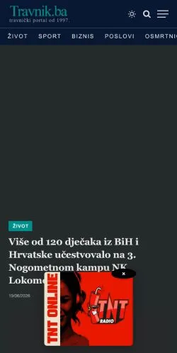 Anteprima del sito Travnik, media di Bosnia ed Erzegovina per articoli sponsorizzati