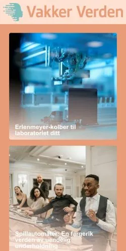 Pré-visualização do site Vakker Verden, meio de Noruega para artigos patrocinados