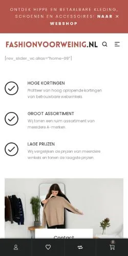 Pré-visualização do site Fashionvoorweinig, meio de Países Baixos para artigos patrocinados