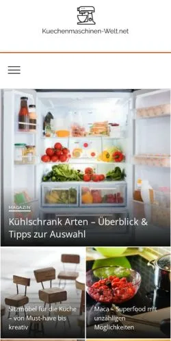 スポンサード記事向けのドイツメディア、Küchenmaschinen Weltのサイトプレビュー
