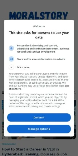 Anteprima del sito Moral Stories, media di Stati Uniti per articoli sponsorizzati