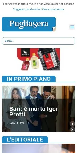 Anteprima del sito PugliaSera, media di Italia per articoli sponsorizzati