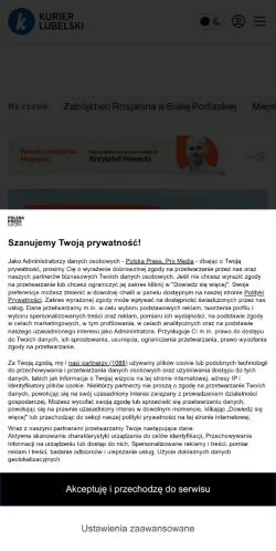 Podgląd witryny Kurier Lubelski, medium z kraju Polska do artykułów sponsorowanych