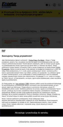 Anteprima del sito Express Bydgoski, media di Polonia per articoli sponsorizzati