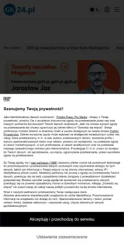 Anteprima del sito Głos Koszaliński, media di Polonia per articoli sponsorizzati