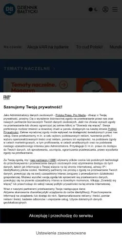 Anteprima del sito Dziennik Bałtycki, media di Polonia per articoli sponsorizzati