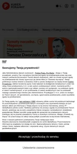 Podgląd witryny Kurier Poranny, medium z kraju Polska do artykułów sponsorowanych