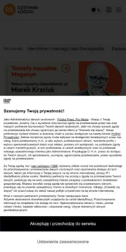 Podgląd witryny Dziennik Łódzki, medium z kraju Polska do artykułów sponsorowanych