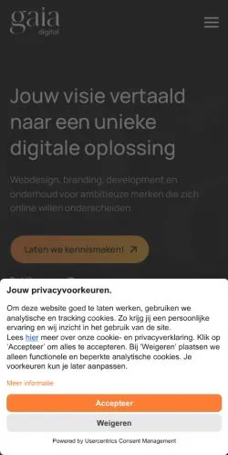 Podgląd witryny Gaia Digital, medium z kraju Holandia do artykułów sponsorowanych