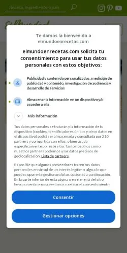 Anteprima del sito El Mundo en Recetas, media di Spagna per articoli sponsorizzati