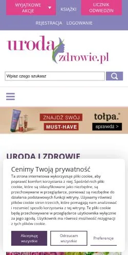 Voorbeeld van de site Uroda i Zdrowie, medium uit Polen voor gesponsorde artikelen