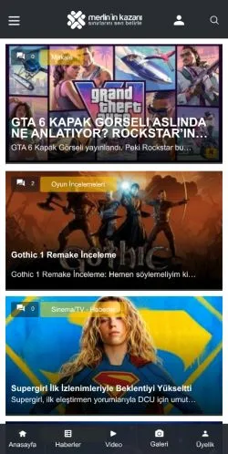 Vista previa del sitio Merlin'in Kazanı, medio de Turquía para artículos patrocinados