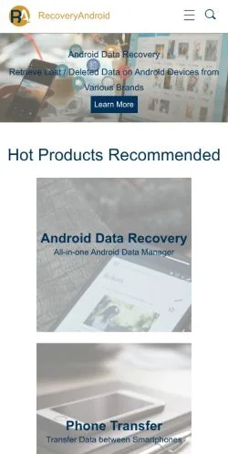 Pré-visualização do site Recovery Android, meio de Estados Unidos para artigos patrocinados