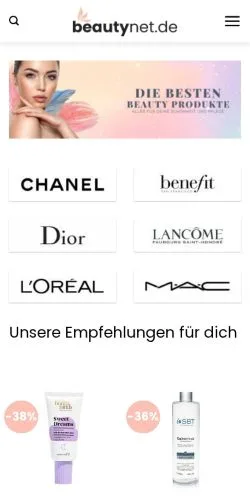 Podgląd witryny Beautynet, medium z kraju Niemcy do artykułów sponsorowanych