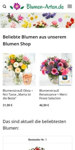 Pré-visualização do site Blumen-Arten.de das große Blumenportal, meio de Alemanha para artigos patrocinados