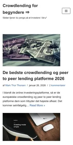 Sponsorlu makaleler için Danimarka medyası Crowdlending Danmark sitesinin önizlemesi