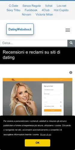 Anteprima del sito DatingWebsites, media di Italia per articoli sponsorizzati
