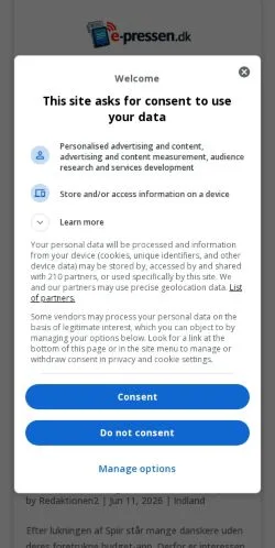 スポンサード記事向けのデンマークメディア、e-Pressenのサイトプレビュー